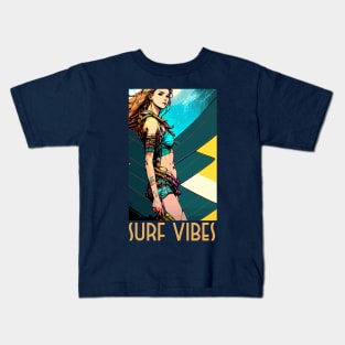 surf vibes, surfer girl, beach party, v11 Kids T-Shirt